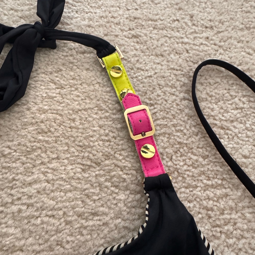 Beach Bunny Bronze top and bottom bikini with neon accents medium - Picture 3 of 5